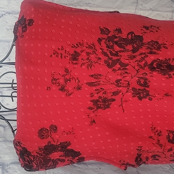 COVINGTON Red and Black Floral Sleeveless Cowl Neck Women's Blouse Large - Picture 5 of 7